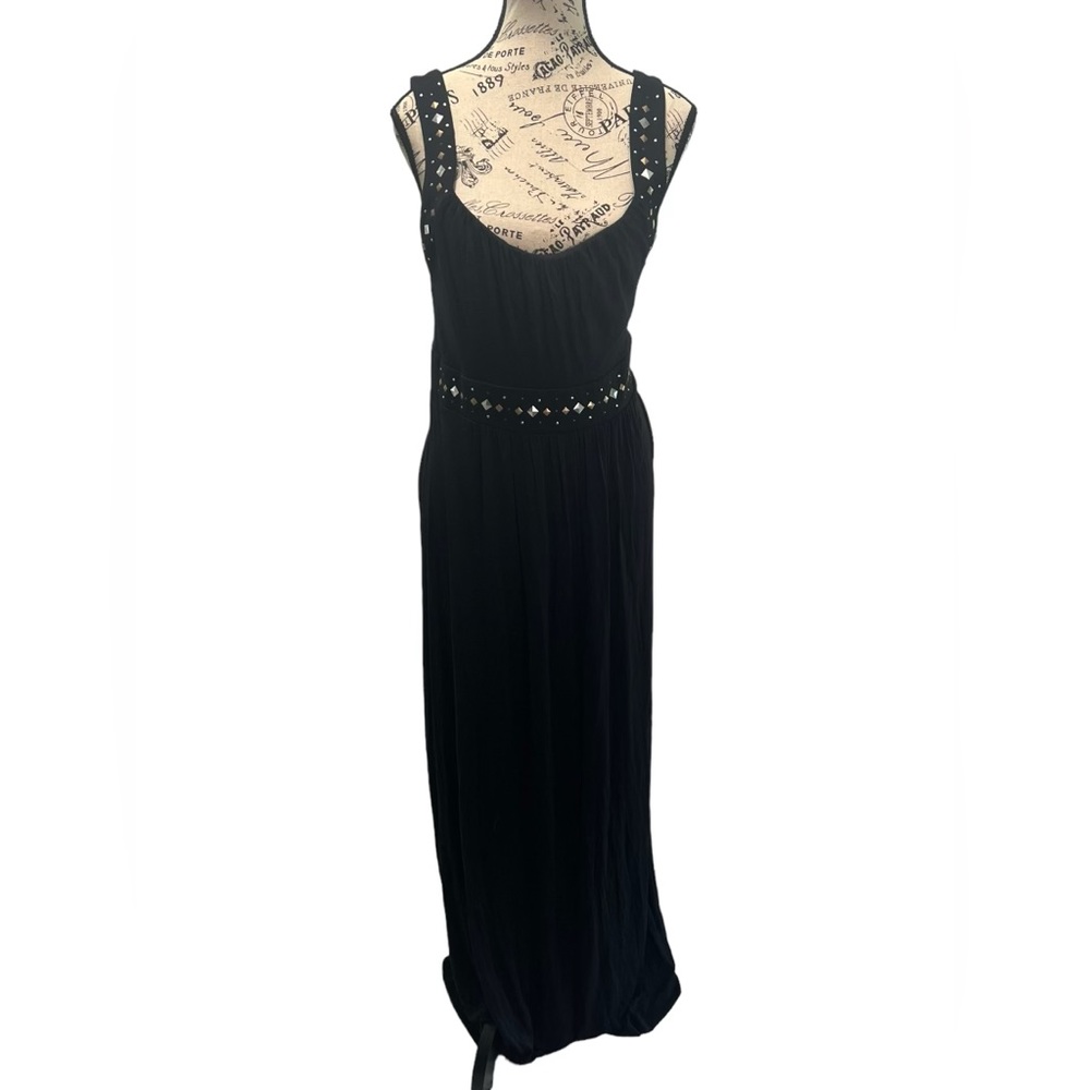 Ana black long maxi dress with metal detail Size L